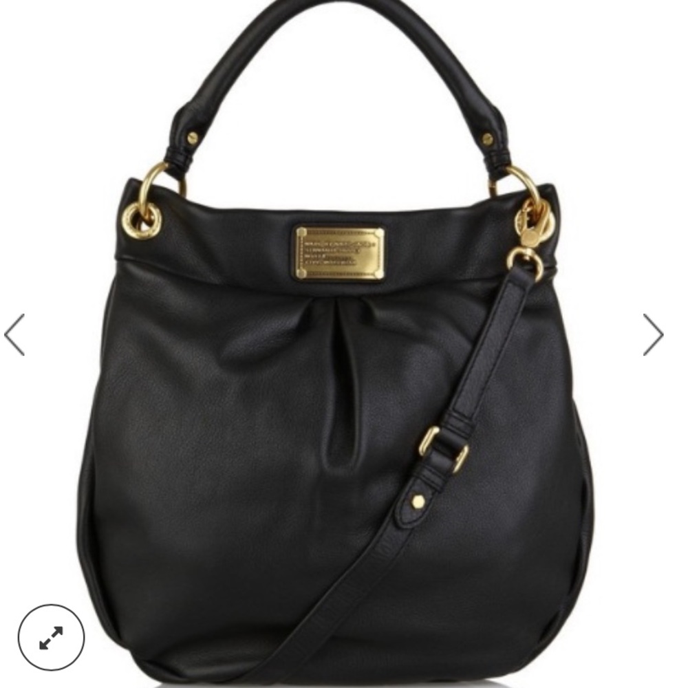 Marc by Marc Jacobs Black Gold Leather Hobo Hillier Shoulder Crossbody Bag